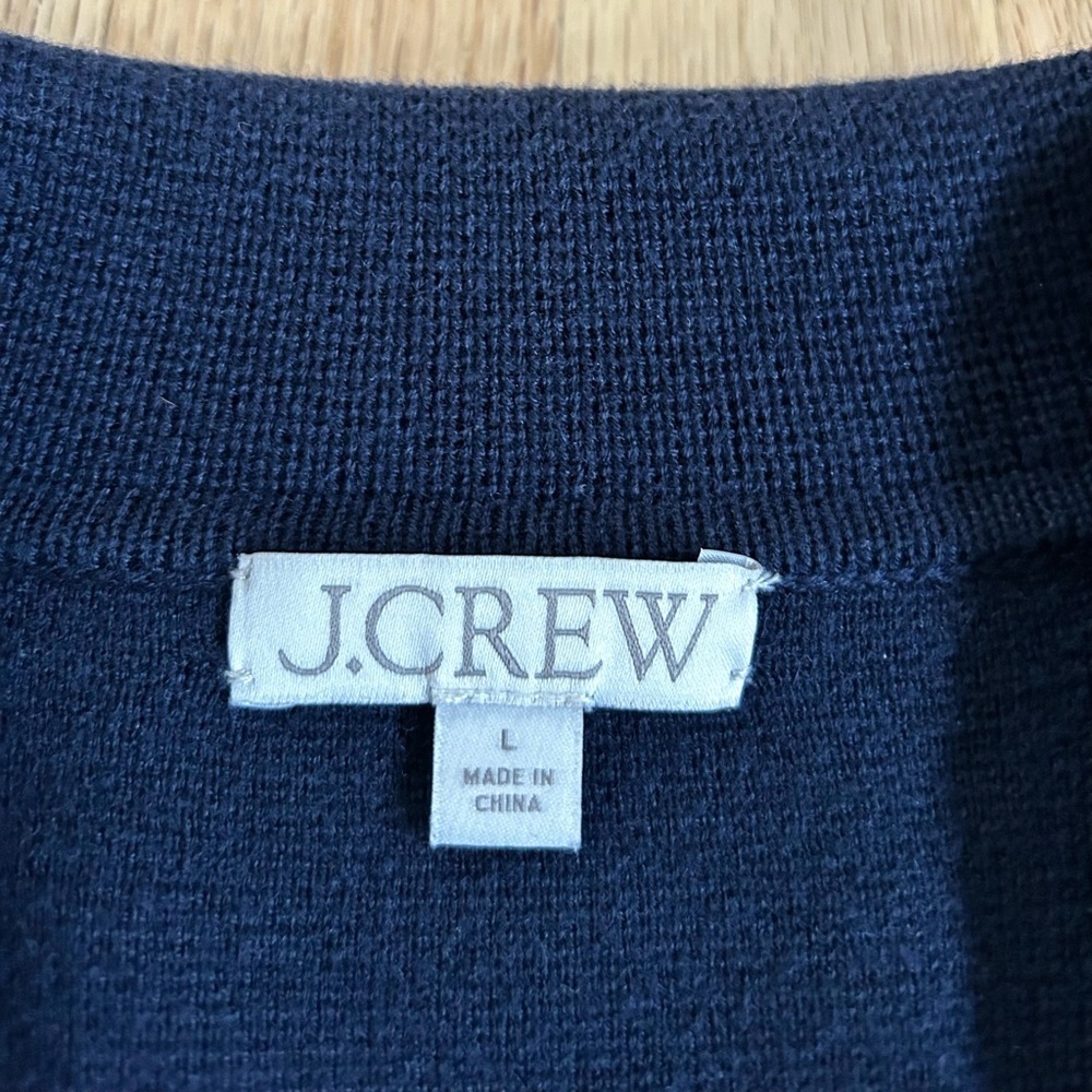 J.CREW warwick double breasted sweater blazer military prep navy size L - Picture 5 of 15
